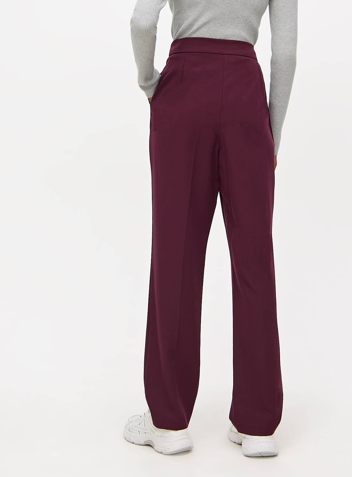 Dark Red Tailored Straight Leg Trousers 12R - Image 4